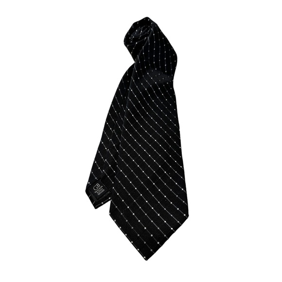 Geoffrey Beene Silk Tie 56 1/4 x 3 3/4” Black with Dots - Picture 3 of 11